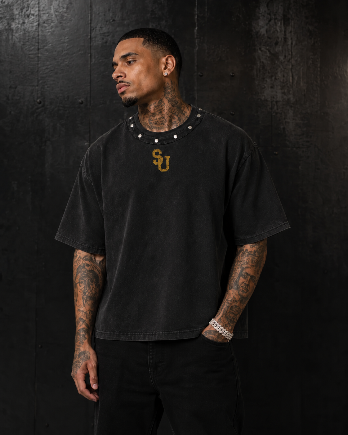 Social Pressure Studded Short-Length Boxy Tee